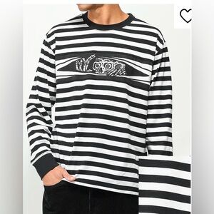 Lurking Class Skull Stripe Long Sleeve T-Shirt Black White Men’s Small